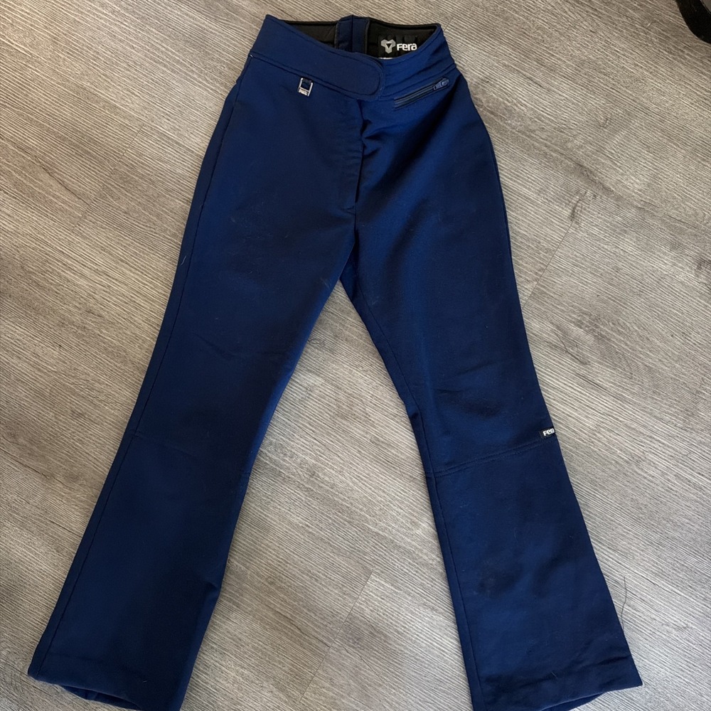 Fera Skiwear Vintage Women Wool Blend Stretch Blue Ski Snow Pants 8R